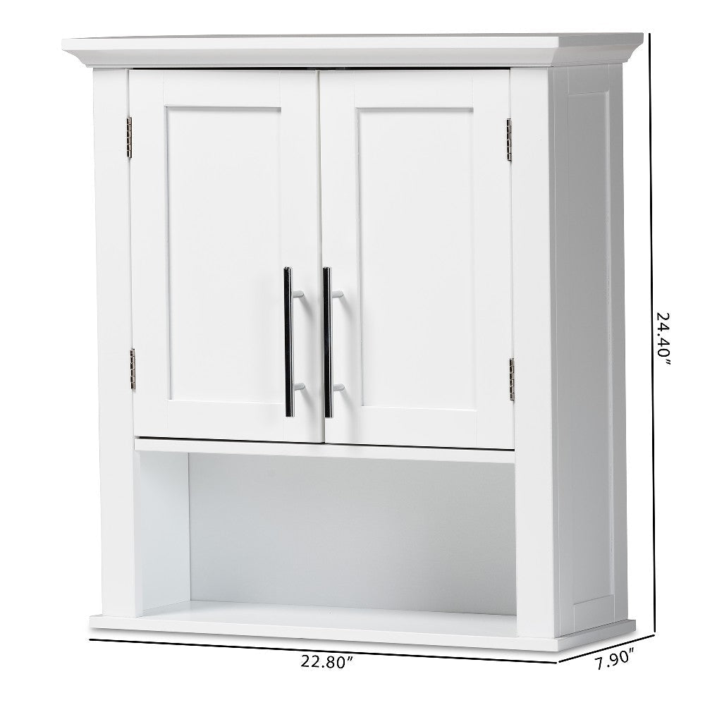 Baxton Studio Turner Modern and Contemporary White Finished Wood 2-Door Bathroom Wall Storage Cabinet WHI-SR1802098-White-Cabinet