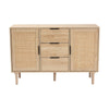 Baxton Studio Harrison Mid-Century Modern Natural Brown Finished Wood and Natural Rattan 3-Drawer Sideboard WHI-SR191635-Cabinet