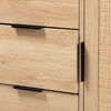 Baxton Studio Harrison Mid-Century Modern Natural Brown Finished Wood and Natural Rattan 3-Drawer Sideboard WHI-SR191635-Cabinet