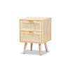 Baxton Studio Baird Mid-Century Modern Light Oak Brown Finished Wood and Rattan 2-Drawer End Table WHI-SR196128-Rattan-ET