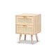 Baxton Studio Baird Mid-Century Modern Light Oak Brown Finished Wood and Rattan 2-Drawer End Table WHI-SR196128-Rattan-ET