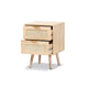 Baxton Studio Baird Mid-Century Modern Light Oak Brown Finished Wood and Rattan 2-Drawer End Table WHI-SR196128-Rattan-ET