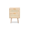 Baxton Studio Baird Mid-Century Modern Light Oak Brown Finished Wood and Rattan 2-Drawer End Table WHI-SR196128-Rattan-ET