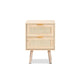 Baxton Studio Baird Mid-Century Modern Light Oak Brown Finished Wood and Rattan 2-Drawer End Table WHI-SR196128-Rattan-ET