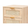 Baxton Studio Baird Mid-Century Modern Light Oak Brown Finished Wood and Rattan 2-Drawer End Table WHI-SR196128-Rattan-ET