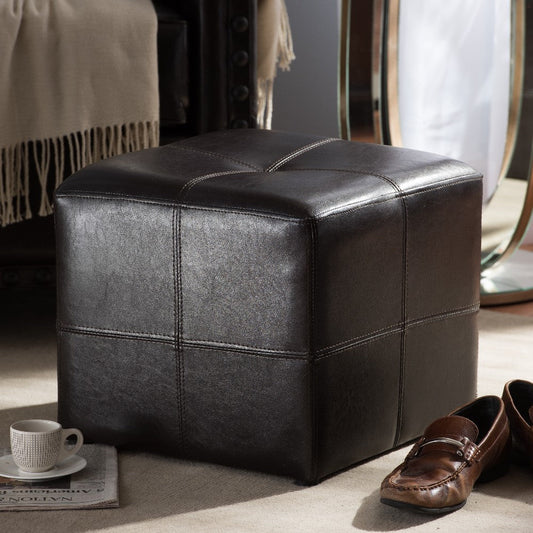 Baxton Studio Nox Dark Brown Ottoman