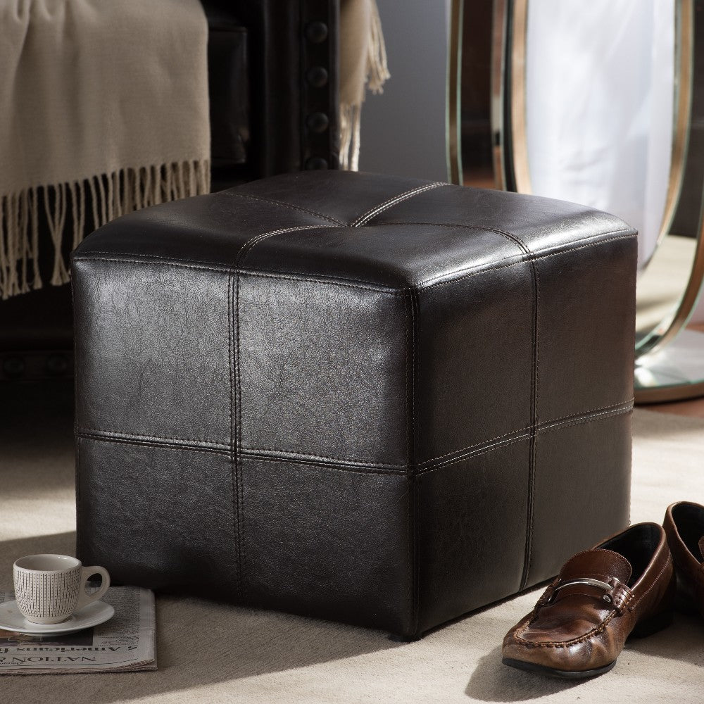 Baxton Studio Nox Dark Brown Ottoman