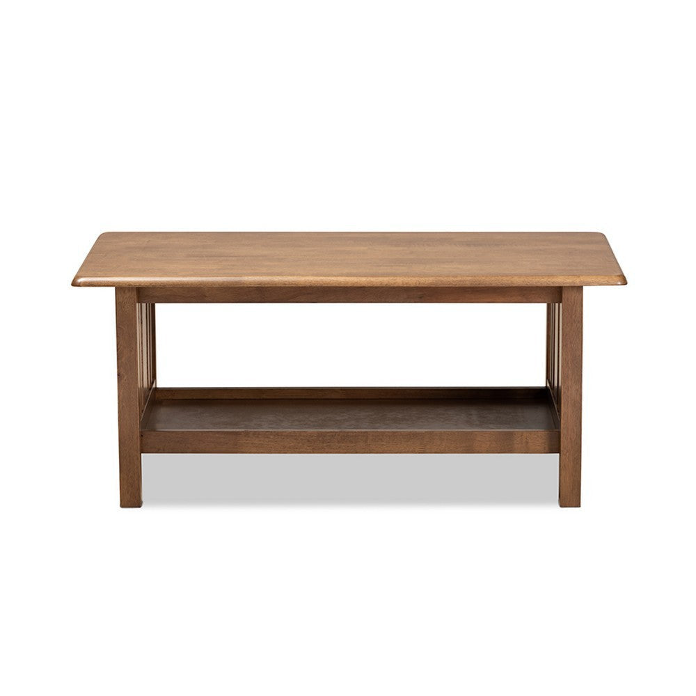 Baxton Studio Rylie Traditional Transitional Mission Style Walnut Brown Finished Rectangular Wood Coffee Table WHI-SW135-Walnut-M17-CT