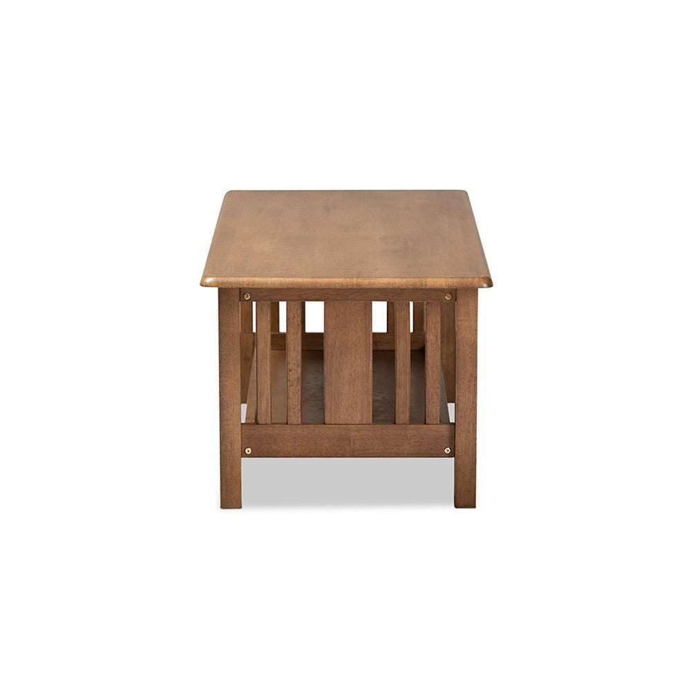 Baxton Studio Rylie Traditional Transitional Mission Style Walnut Brown Finished Rectangular Wood Coffee Table WHI-SW135-Walnut-M17-CT