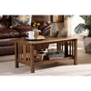 Baxton Studio Rylie Traditional Transitional Mission Style Walnut Brown Finished Rectangular Wood Coffee Table