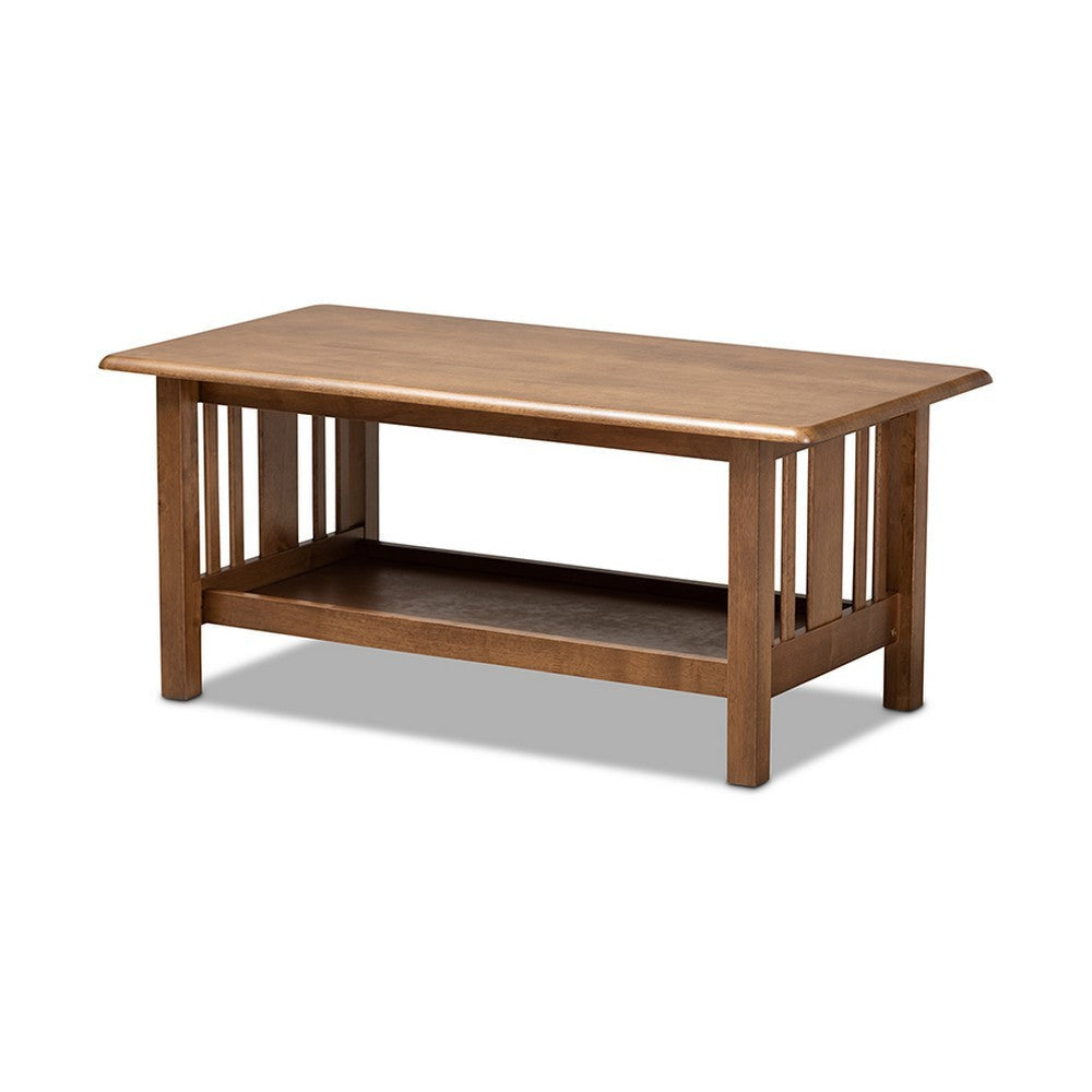 Baxton Studio Rylie Traditional Transitional Mission Style Walnut Brown Finished Rectangular Wood Coffee Table WHI-SW135-Walnut-M17-CT