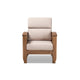 Baxton Studio Charlotte Modern Classic Mission Style Taupe Fabric Upholstered Walnut Brown Finished Wood 1-Seater Lounge Chair