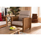 Baxton Studio Charlotte Modern Classic Mission Style Taupe Fabric Upholstered Walnut Brown Finished Wood 1-Seater Lounge Chair