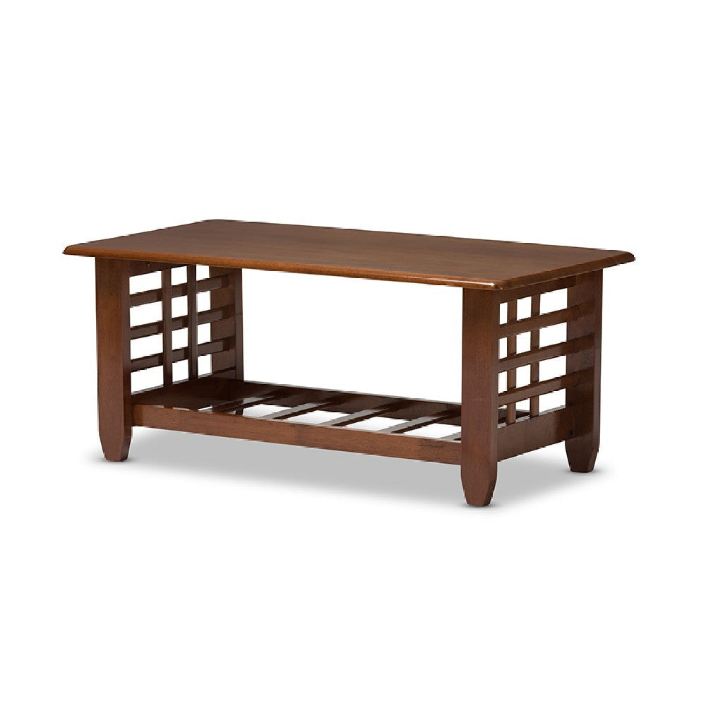 Baxton Studio Larissa Modern Classic Mission Style Cherry Finished Brown Wood Living Room Occasional Coffee Table WHI-SW5218-Cherry-TS2-CT