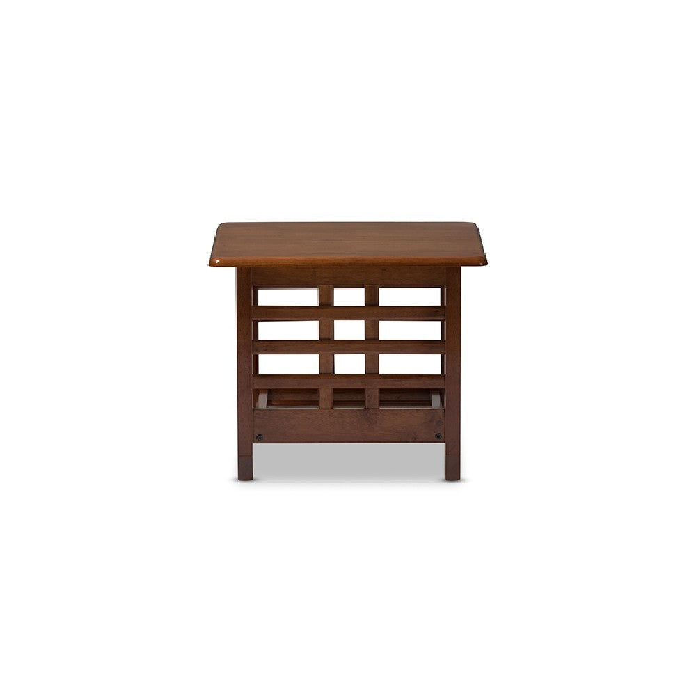 Baxton Studio Larissa Modern Classic Mission Style Cherry Finished Brown Wood Living Room Occasional End Table WHI-SW5218-Cherry-TS2-ET
