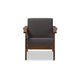 Baxton Studio Cayla Mid-Century Modern Grey Fabric and ’Walnut’ Brown Wood Living Room 1-Seater Lounge Chair WHI-SW5236-Grey-Walnut-M17-CC