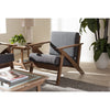 Baxton Studio Cayla Mid-Century Modern Grey Fabric and ’Walnut’ Brown Wood Living Room 1-Seater Lounge Chair WHI-SW5236-Grey-Walnut-M17-CC