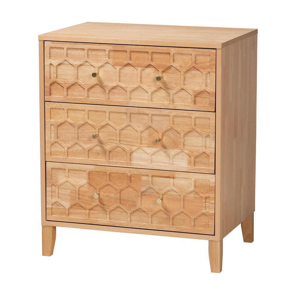 Baxton Studio Hosea Japandi Carved Honeycomb Natural 3-Drawer Chest WHI-SW8000-61CH3D-3DW-Natural-Chest