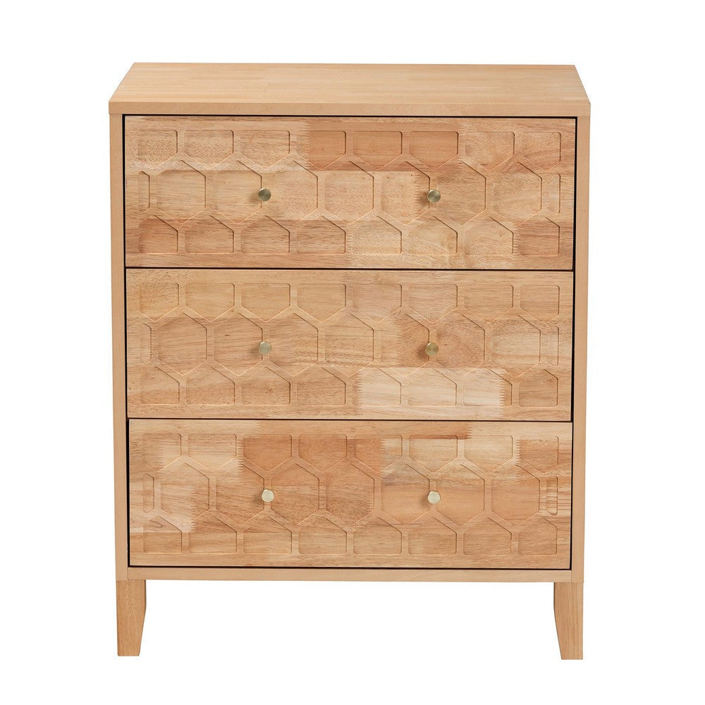 Baxton Studio Hosea Japandi Carved Honeycomb Natural 3-Drawer Chest WHI-SW8000-61CH3D-3DW-Natural-Chest