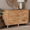 Baxton Studio Hosea Japandi Carved Honeycomb Natural 6-Drawer Dresser WHI-SW8000-61D6D-6DW-Natural-Dresser
