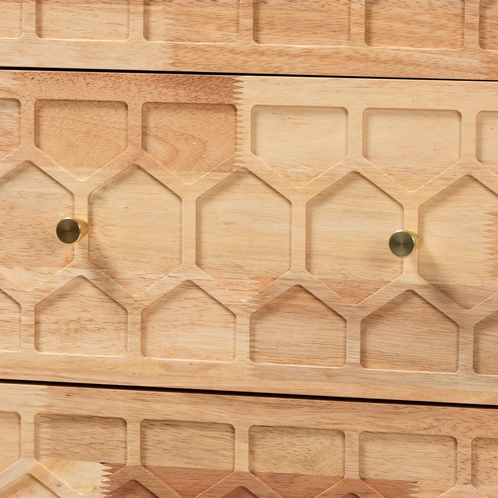 Baxton Studio Hosea Japandi Carved Honeycomb Natural 6-Drawer Dresser WHI-SW8000-61D6D-6DW-Natural-Dresser