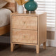 Baxton Studio Hosea Japandi Carved Honeycomb Natural 2-Drawer Nightstand WHI-SW8000-61NS2D-2DW-Natural-Nightstand