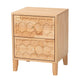 Baxton Studio Hosea Japandi Carved Honeycomb Natural 2-Drawer Nightstand WHI-SW8000-61NS2D-2DW-Natural-Nightstand