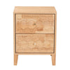 Baxton Studio Hosea Japandi Carved Honeycomb Natural 2-Drawer Nightstand WHI-SW8000-61NS2D-2DW-Natural-Nightstand