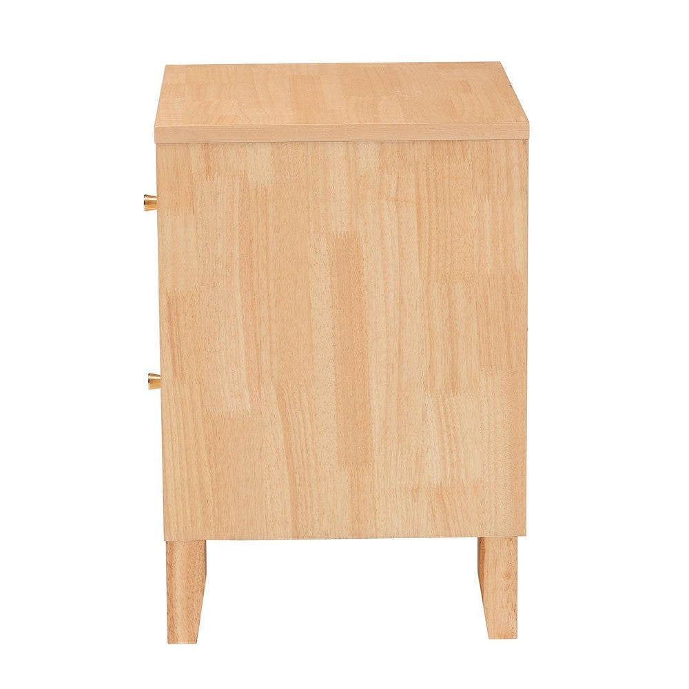 Baxton Studio Hosea Japandi Carved Honeycomb Natural 2-Drawer Nightstand WHI-SW8000-61NS2D-2DW-Natural-Nightstand