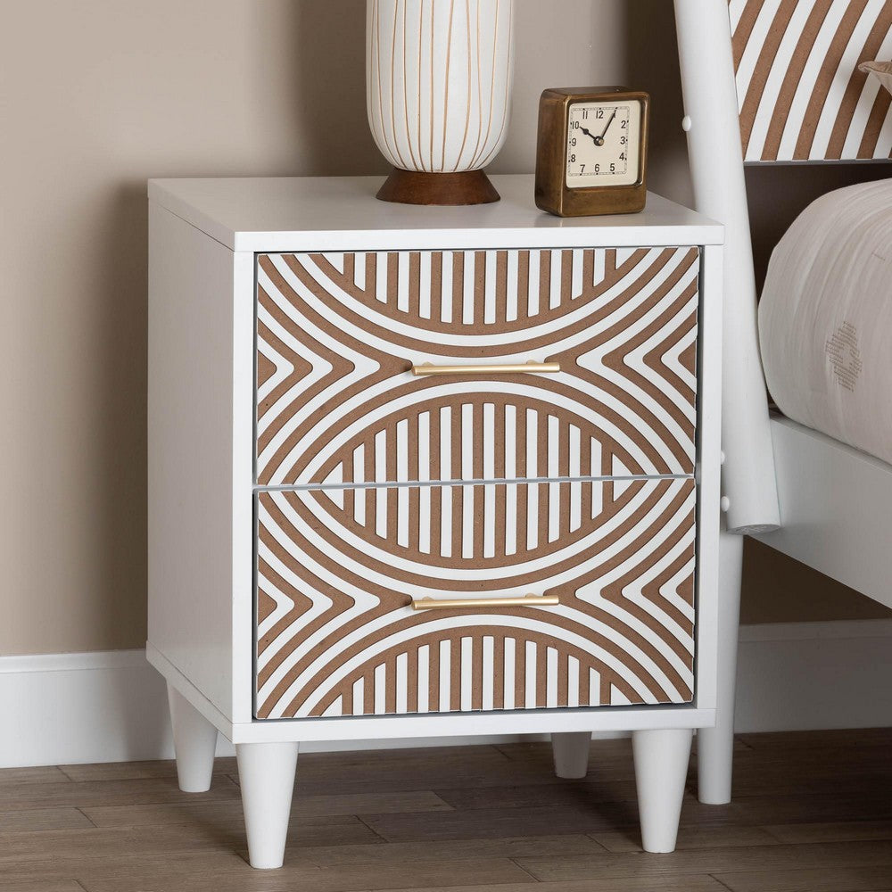 Baxton Studio Louetta Carved Contrasting Nightstand WHI-SW8000-63NS2D-2DW-White-Nightstand
