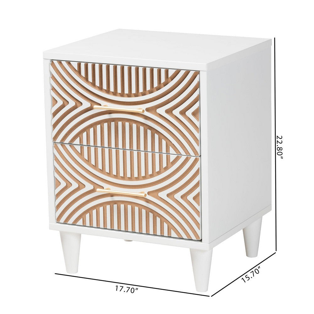 Baxton Studio Louetta Carved Contrasting Nightstand WHI-SW8000-63NS2D-2DW-White-Nightstand