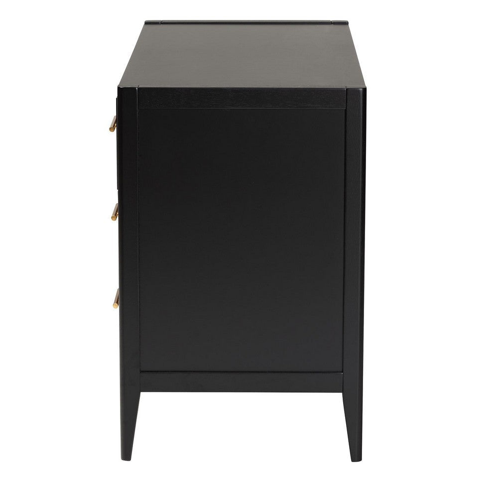 Baxton Studio Primrose Mid-Century Black Fluted Wood 6-Drawer Dresser WHI-SW8000-66D6D-6DW-Black-Dresser