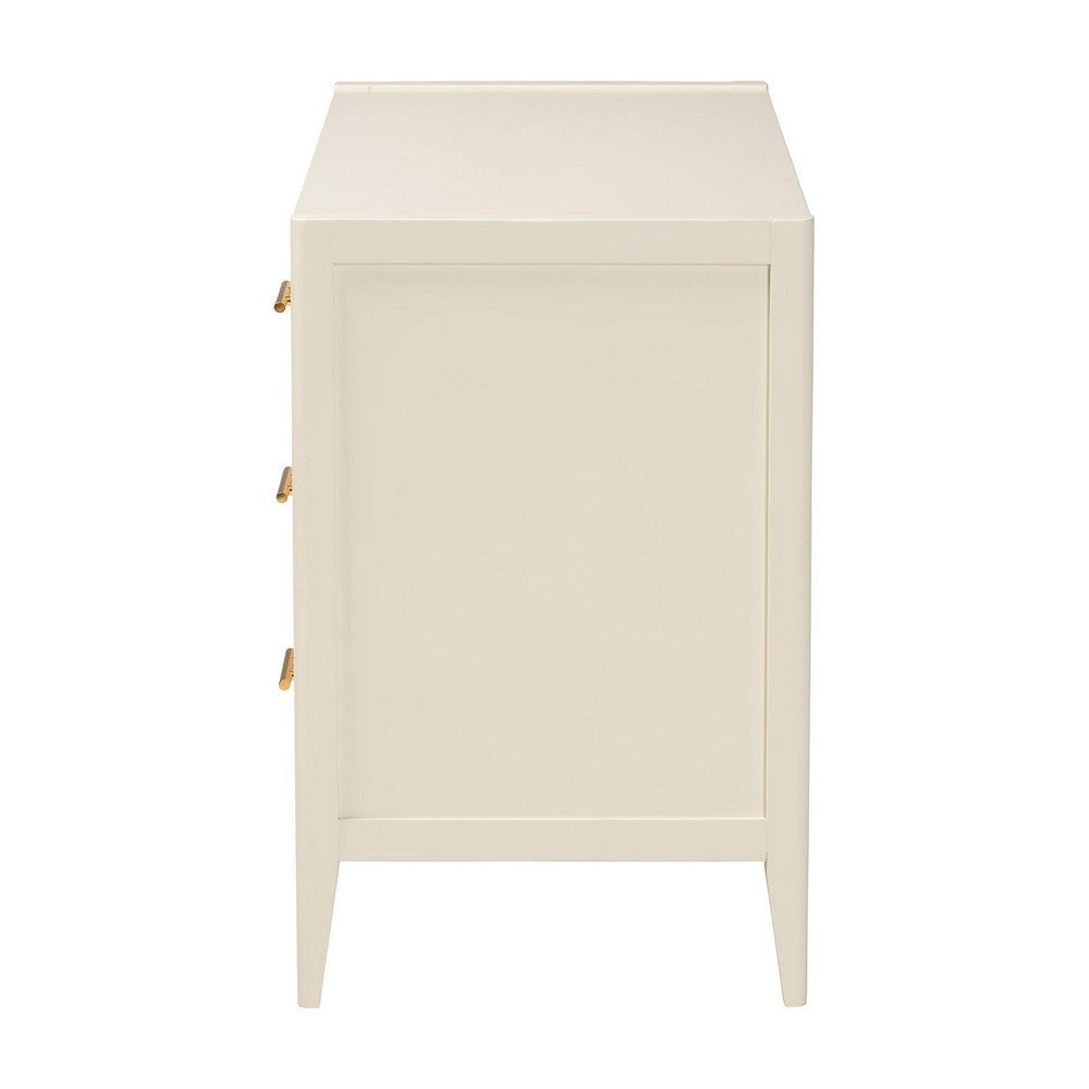 Baxton Studio Primrose Mid-Century Ivory Fluted Wood 6-Drawer Dresser WHI-SW8000-66D6D-6DW-Ivory-Dresser