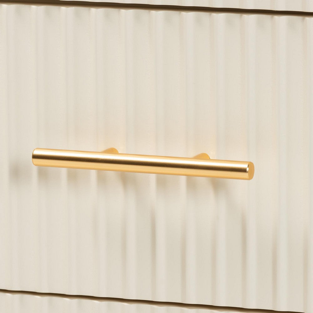 Baxton Studio Primrose Mid-Century Ivory Fluted Wood 6-Drawer Dresser WHI-SW8000-66D6D-6DW-Ivory-Dresser