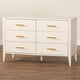 Baxton Studio Primrose Mid-Century Ivory Fluted Wood 6-Drawer Dresser