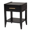 Baxton Studio Primrose Mid-Century Black Fluted Wood 1-Drawer Nightstand WHI-SW8000-66NS-Black-NS