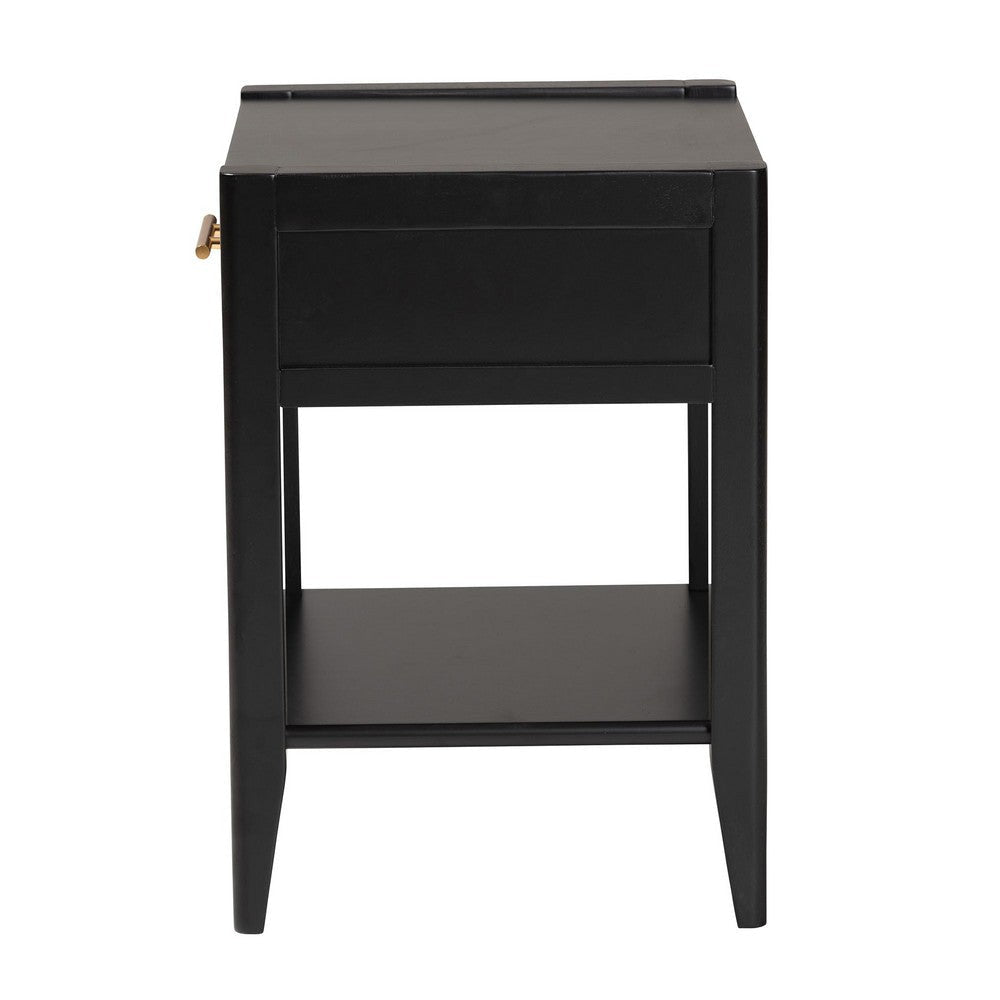 Baxton Studio Primrose Mid-Century Black Fluted Wood 1-Drawer Nightstand WHI-SW8000-66NS-Black-NS
