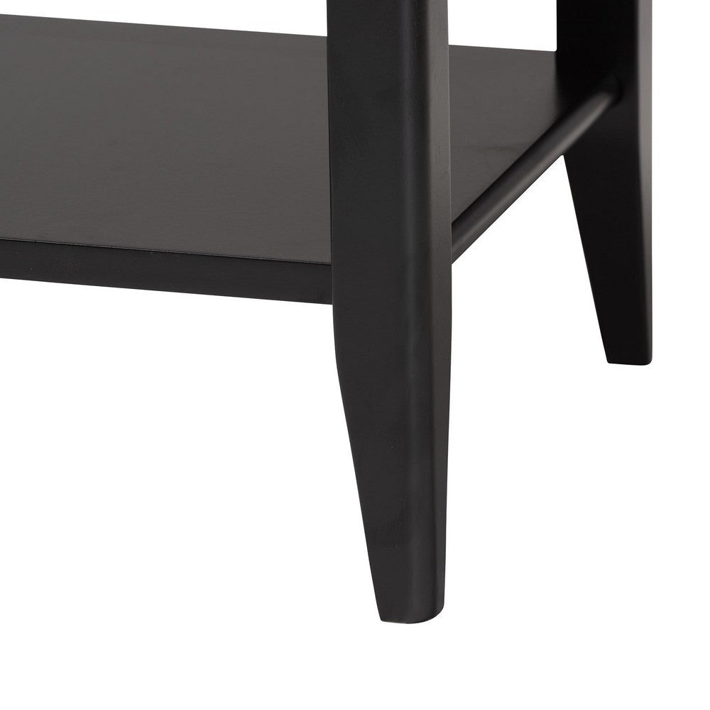 Baxton Studio Primrose Mid-Century Black Fluted Wood 1-Drawer Nightstand WHI-SW8000-66NS-Black-NS