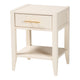 Baxton Studio Primrose Mid-Century Ivory Fluted Wood 1-Drawer Nightstand WHI-SW8000-66NS-Ivory-NS