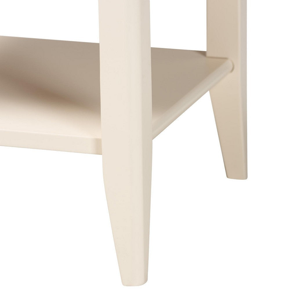 Baxton Studio Primrose Mid-Century Ivory Fluted Wood 1-Drawer Nightstand WHI-SW8000-66NS-Ivory-NS