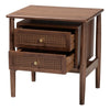 Baxton Studio Alyssa Japandi Walnut Brown Wood 2-Drawer Nightstand Woven with Rattan WHI-SW8000-86NS-Walnut-Nightstand