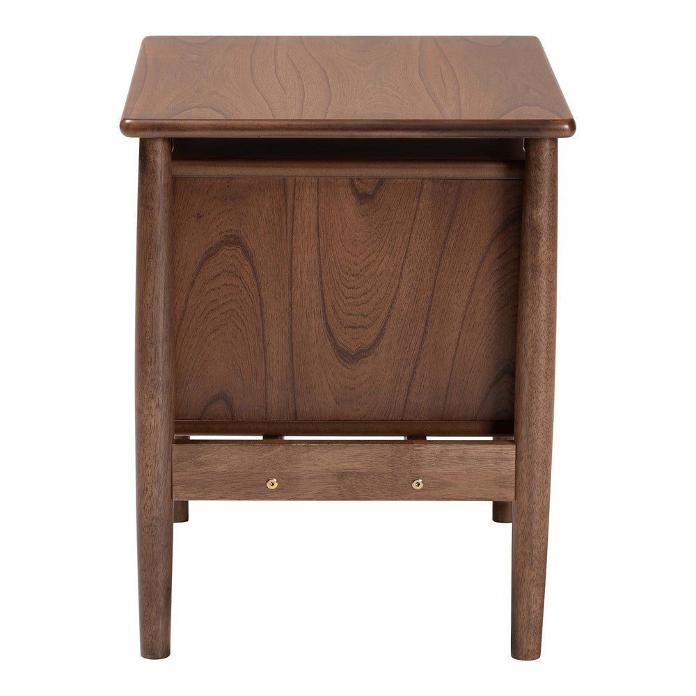 Baxton Studio Alyssa Japandi Walnut Brown Wood 2-Drawer Nightstand Woven with Rattan WHI-SW8000-86NS-Walnut-Nightstand