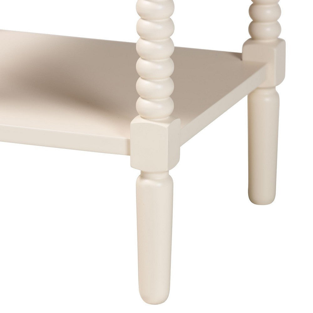 Baxton Studio Braith Farmhouse Ivory Spindle Wood 1-Drawer Nightstand WHI-SW8000-88NS-Ivory-NS