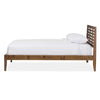 Baxton Studio Daylan Mid-Century Modern Solid Walnut Wood Slatted Queen Size Platform Bed WHI-SW8016-Walnut-M17-Queen