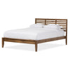 Baxton Studio Daylan Mid-Century Modern Solid Walnut Wood Slatted Queen Size Platform Bed WHI-SW8016-Walnut-M17-Queen