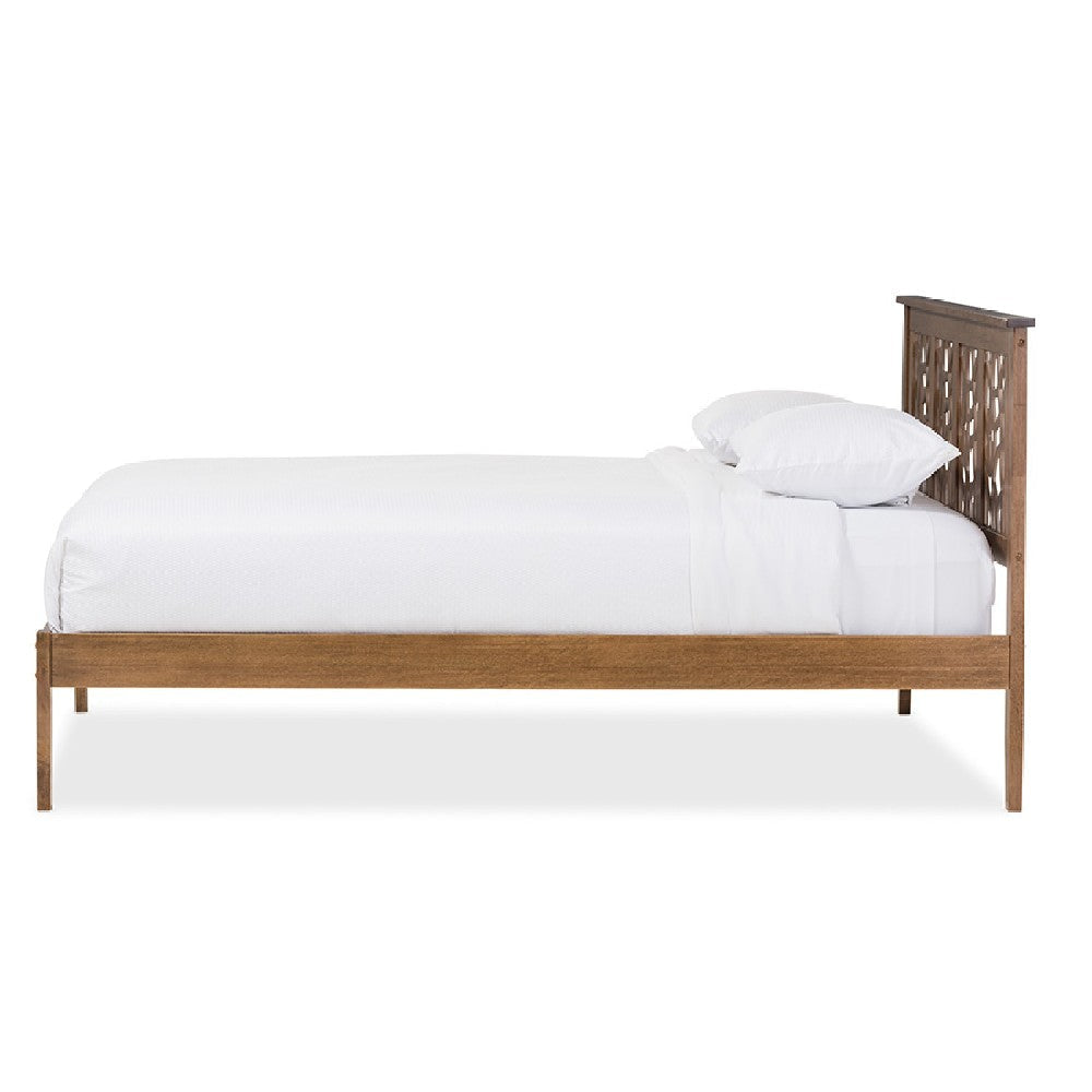 Baxton Studio Trina Contemporary Tree Branch Inspired Walnut Wood Queen Size Platform Bed WHI-SW8019-Walnut-M17-Queen
