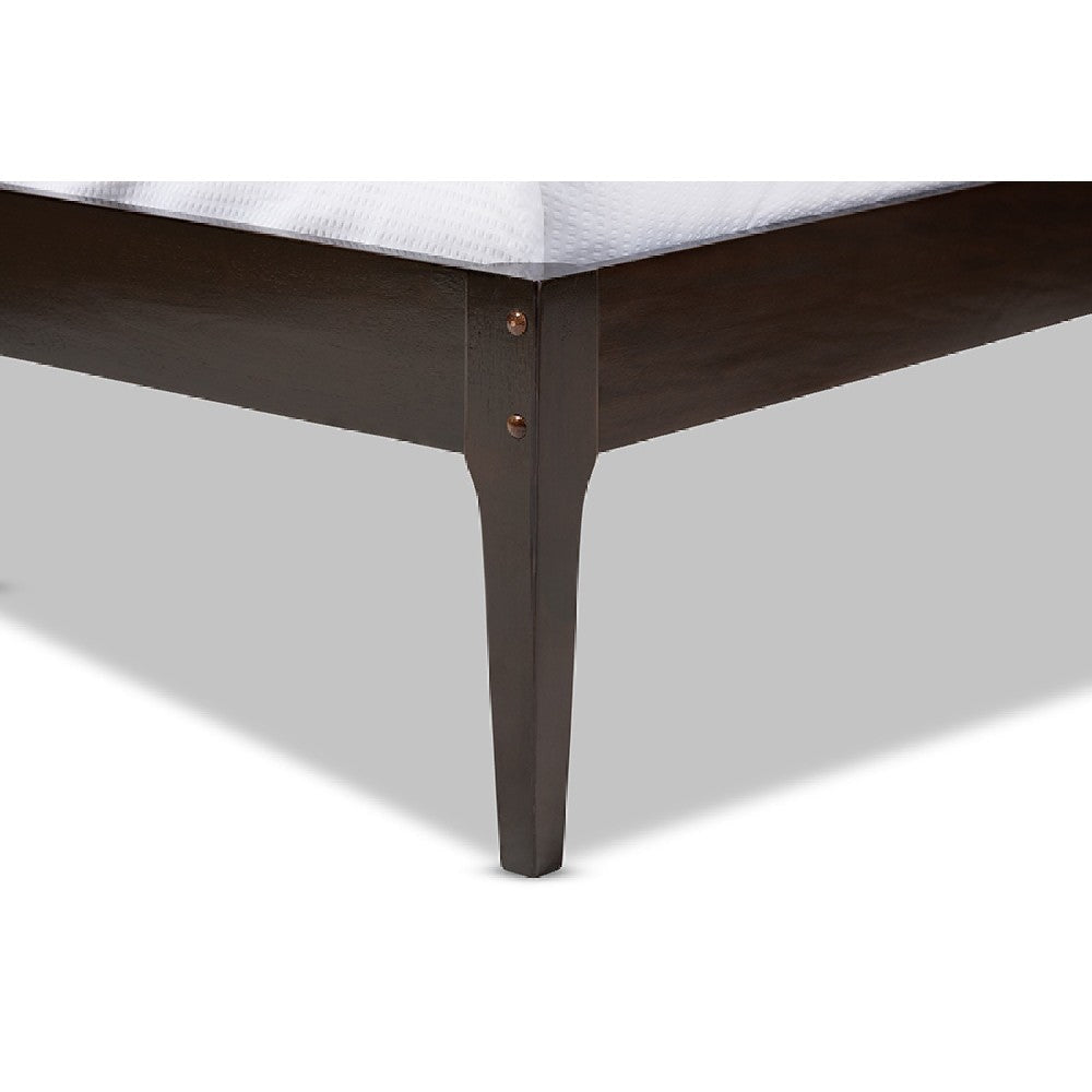 Baxton Studio Bentley Mid-Century Modern Cappuccino Finishing Solid Wood Queen Size Bed Frame