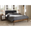 Baxton Studio Ember Mid-Century Dark Grey Fabric and Medium Brown Finish Wood Queen Size Platform Bed WHI-SW8063-Grey-Walnut-M7-Queen