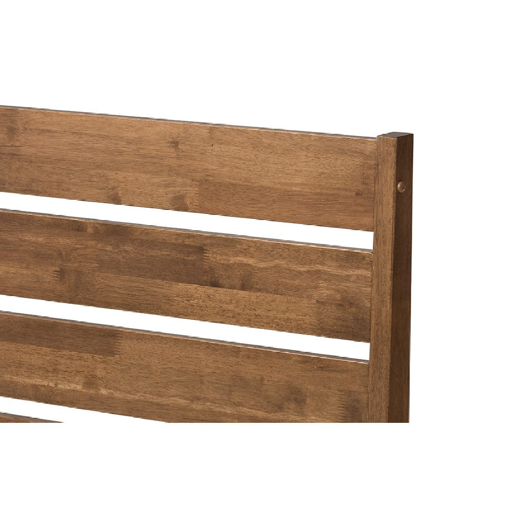 Baxton Studio Elmdon Mid-Century Modern Solid Walnut Wood Slatted Headboard Style Full Size Platform Bed WHI-SW8066-Walnut-M17-Full
