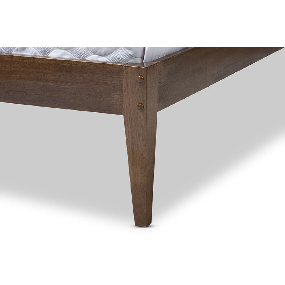 Baxton Studio Elmdon Mid-Century Modern Solid Walnut Wood Slatted Headboard Style Full Size Platform Bed WHI-SW8066-Walnut-M17-Full